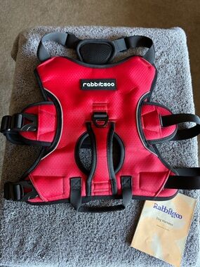 rabbitgoo Escape Proof Dog Harness, Reflective with Lift Handle L, Red, New